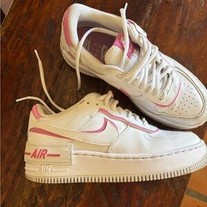 Nike Air Force 1 shadow size 7.5 sneaker in flamingo pink.